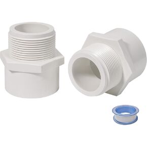 2 Inch Male Thread PVC Fittings White 2-Way PVC Pipe Coupling Adapter Connectors Coupling for 2 Inch Schedule 40 Pipe（2 Pack） in Saudi Arabia