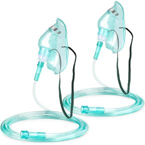 قناع أكسجين من ANSNF مكون من قطعتين للوجه للبالغين مع أنبوب بطول 16.6 سم وحزام مطاطي قابل للتعديل - مقاس S - بدون كوب in Kuwait