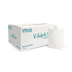 Valay من Morcon VT9158 مناشف Valay Premium TAD ذات الجرح الصلب، طبقة واحدة، 8 بوصة. × 600 قدم، أبيض، 6 قطع in Kuwait