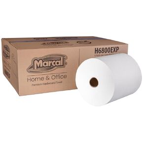 مناشف Marcal® Premium ذات الجرح الصلب (H6800EXP)، 7.875 بوصة × 800 بوصة، منشفة ملفوفة ممتازة، (6 لفات/علبة، 4.800 بوصة/علبة) - تناسب معظم موزعات المناشف الملفوفة ذات الجرح الصلب العالمية in Kuwait