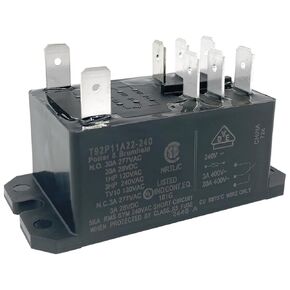 مرحل الطاقة T92P11A22-240 (عبوة واحدة)، 8 دبابيس DPDT 2-Pole 30A 240VAC مكون بديل للأغراض العامة، موصل عالي التحمل للتحكم في المحركات الصناعية وأنظمة HVAC/R، يحل محل سلسلة T92 in Kuwait