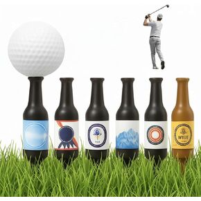 6PCS 3.9" x 0.5" Beer Bottle Golf Tees – Handmade, Virtually Unbreakable & Recyclable Plastic Golf Tees, Durable Novelty Gift for Men, Golfers & Bachelor Parties in Kuwait