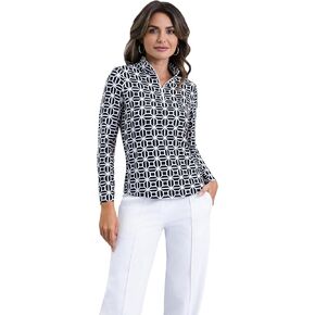 IBKUL Athleisure Wear Sun Protective UPF 50+ Icefil Cooling-Carolyn Long Sleeve Mock Neck Top in Kuwait