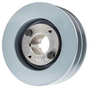 2BK50H/H-1-1/4 Compressor 4.75" Dual Groove Pulley - for Masterdrive Mechanical Power Transmission Part - Cast Iron V-Belt Pulley Replacement / 2 Belt B Section 5L and 1-1/4" Sheave Bushing - Gray in Kuwait