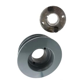 2BK47H/H1-3/8 Compressor 4.5" Dual Groove Pulley - for Masterdrive Air Compressor Power Transmission Part - Cast Iron Belt B Section 5L Pulley Replacement w/ 1-3/8" Sheave Bushing - Gray Solid Steel in Kuwait