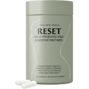 إعادة تعيين البروبيوتيك اليومي + الإنزيمات الهاضمة النباتية البريبايوتك - إعادة ضبط الأمعاء المتقدمة للنساء - تخفيف الانتفاخ، وإدارة الوزن، والهضم، وصحة الأمعاء - نباتي، ومستقر على الرف - 60 كبسولة (إمداد لمدة 30 يومًا) in Kuwait