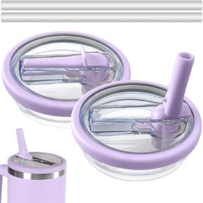 غطاء بديل مانع للتسرب مكون من قطعتين سعة 40 أونصة، مناسب فقط لأكواب ستانلي كوينشر H2.0، غطاء علوي بغطاء من القش قابل لإعادة الاستخدام لملحقات أكواب ستانلي سعة 40 أونصة، استبدال الأغطية الأصلية المتسربة، أرجواني in Kuwait