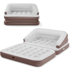 مرتبة هوائية كاملة الحجم خارجية من TXZ لسرير أريكة قابل للنفخ ومحمول مع أريكة هوائية مزدوجة علوية متجمعة للتخييم / حقيبة السفر بالسيارة / الترفيه العائلي (أبيض) in Kuwait