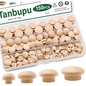 150Pcs 4Sizs Wood Hole Plugs 1/2 Inch,3/8 Inch,5/16 Inch,3/16 Inch Wooden Hole Plugs for Holes in Locking Hole Tube Furniture,Table an,Chair Legs,Wood Caps and Wooden Screw Covers in Kuwait