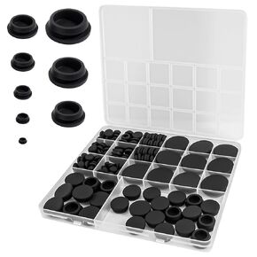 125 قطعة 8 أحجام من المقابس المطاطية للثقوب الدائرية 1 بوصة، 3/4 بوصة، 5/8 بوصة، 1/2 بوصة، 5/16 بوصة، 3/8 بوصة، 1/4 بوصة، 1/5 بوصة سدادات مطاطية سوداء للفتحات المطاطية السوداء لأسلاك السيارة والأثاث (أسود) in Kuwait