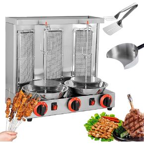 Doner Kebab Machine,Electric Auto-Rotate Kebab Grill with Spatula,3 Burners,Tempe Adjust 50-350℃,Uniform Heat,Commercial Vertical Broiler Gyro Meat Rotisserie in Kuwait