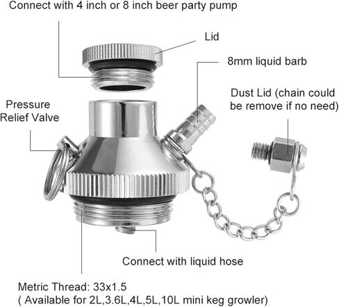 1pc 4 Inch Mini Keg Dispenser & Picnic Tap Beer Keg Tap Party Pump Hand Air Pump For 2L/4L/5L Mini Keg Growler Beer Dispensing in Saudi Arabia