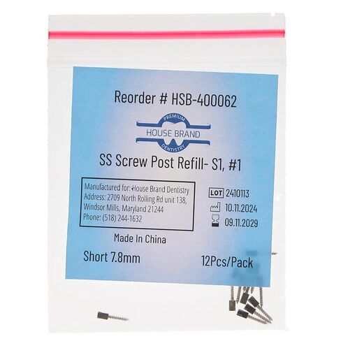 400062 HSB Screw Posts S1#1 Short 7.8mm Stainless Steel 12/Pk in Saudi Arabia