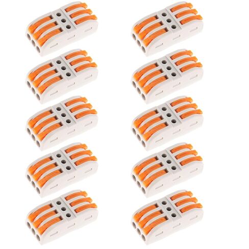 10pcs Lever Wire Connectors 3 in 3 Out Wire Splicing Connector 3 Conductor Compact Splicing Wire Connectors for Circuit Inline 24-12 AWG in Saudi Arabia