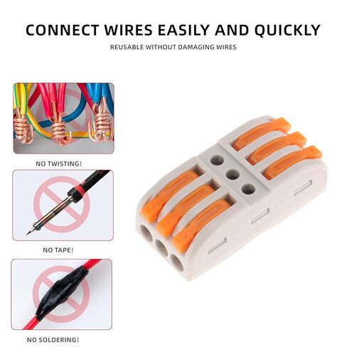 10pcs Lever Wire Connectors 3 in 3 Out Wire Splicing Connector 3 Conductor Compact Splicing Wire Connectors for Circuit Inline 24-12 AWG in Saudi Arabia