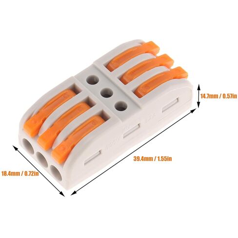 10pcs Lever Wire Connectors 3 in 3 Out Wire Splicing Connector 3 Conductor Compact Splicing Wire Connectors for Circuit Inline 24-12 AWG in Saudi Arabia