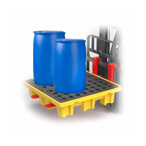Stackable Polypropylene Spill Containment Pallet with Drain Leak-Proof Drum Spill Platform for Indoor and Outdoor, Garage Basement Storage of Goods.(128x128x17cm) in Saudi Arabia