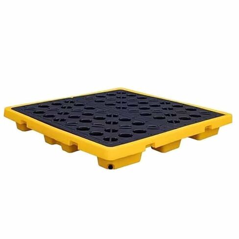 Stackable Polypropylene Spill Containment Pallet with Drain Leak-Proof Drum Spill Platform for Indoor and Outdoor, Garage Basement Storage of Goods.(128x128x17cm) in Saudi Arabia