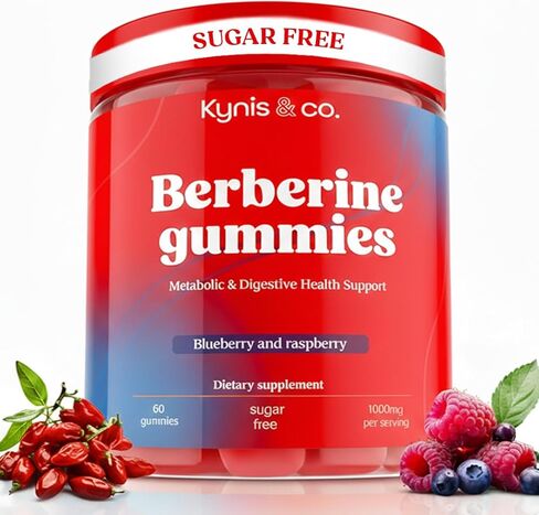 Kynis & co. Berberine Gummies with Ceylon Cinnamon and Apple Cider Vinegar - Sugar Free - Blueberry and Raspberry Flavor - 60ct - Supports metabolic and Digestive Health in Saudi Arabia
