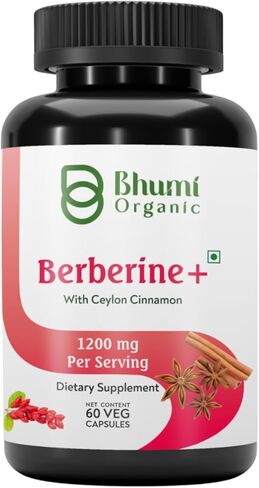 Berberine Supplement -1200mg with Ceylon Cinnamon for Men & Women for Health Support, Vegan & Gluten-Free, 60 Capsules (30 Days of Supply) in Kuwait
