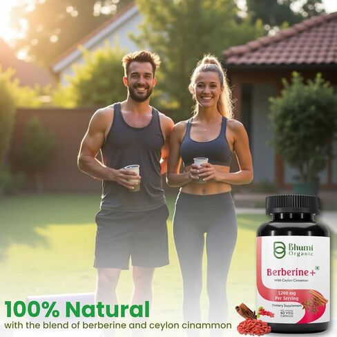 Berberine Supplement -1200mg with Ceylon Cinnamon for Men & Women for Health Support, Vegan & Gluten-Free, 60 Capsules (30 Days of Supply) in Kuwait