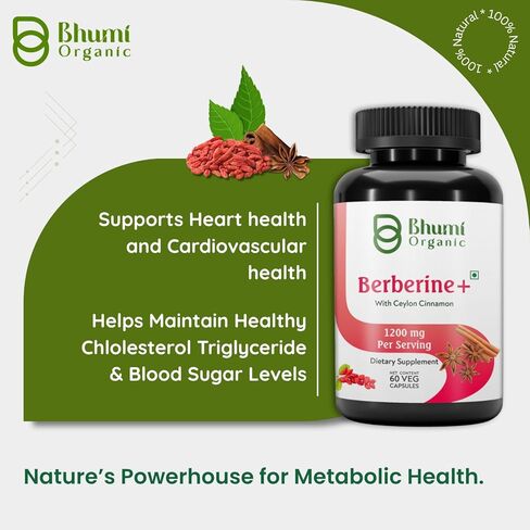 Berberine Supplement -1200mg with Ceylon Cinnamon for Men & Women for Health Support, Vegan & Gluten-Free, 60 Capsules (30 Days of Supply) in Kuwait