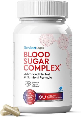RevionLabs Blood Sugar Complex Support Supplement - 20 Active Ingredients Formula with Herbs & Vitamins to Support Healthy Blood Sugar Levels Metabolism & Energy - Vegan Gluten-Free Sugar-Free Non-GMO in Saudi Arabia