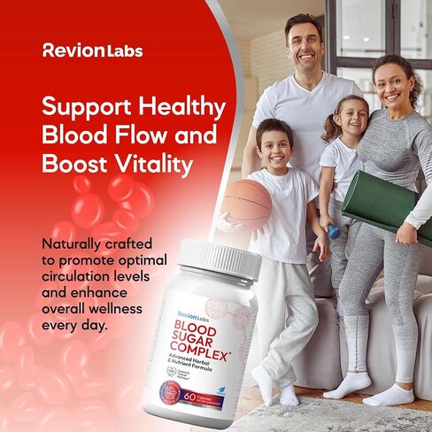 RevionLabs Blood Sugar Complex Support Supplement - 20 Active Ingredients Formula with Herbs & Vitamins to Support Healthy Blood Sugar Levels Metabolism & Energy - Vegan Gluten-Free Sugar-Free Non-GMO in Saudi Arabia