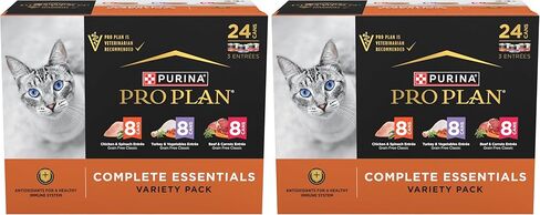 Purina Pro Plan Complete Essentials Chicken, Turkey and Beef Grain Free Wet Cat Food Variety Pack - (24) 3.5 oz. Cans in Saudi Arabia