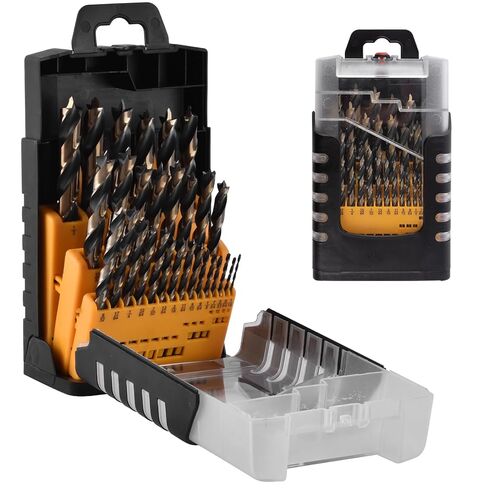 29Pcs Brad Point Wood Drill Bit Set: HSS Drill Bit Set with Double Flutes Design for Carpenter Woodworking for Hardwood, Plywood, All Types of Wood with Index Storage Case (1/16" - 1/2") in Kuwait