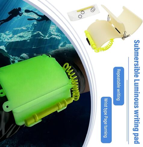 RiToEasysports Dive Slate, Water Proof Diving Slate Luminous 3 Page Underwater Writing Pad with Pencil for Deep Diving in Kuwait