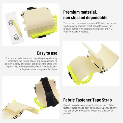 RiToEasysports Dive Slate, Water Proof Diving Slate Luminous 3 Page Underwater Writing Pad with Pencil for Deep Diving in Kuwait