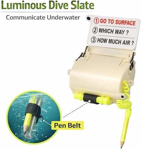 Wrist Writing Dive Slate, Underwater Communication Board with Elastic Strap, Luminous UW‑193TD - Floating Pen, Anti Corrosion, Reusable for Scuba Diving and Pool Use in Saudi Arabia