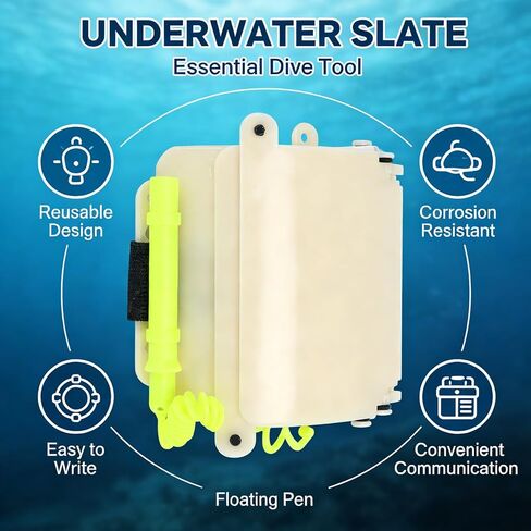 Wrist Writing Dive Slate, Underwater Communication Board with Elastic Strap, Luminous UW‑193TD - Floating Pen, Anti Corrosion, Reusable for Scuba Diving and Pool Use in Saudi Arabia