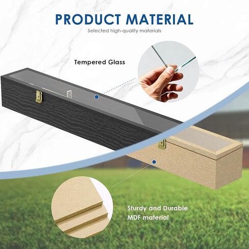 Picrit 39.3x4.9 مضرب بيسبول صندوق الظل القابل للتجميع مع قفل مزلاج من الزجاج المقسى والمعدن، حامل بيسبول أكريليك، تعليق عمودي/أفقي للتذكارات الرياضية الثمينة، عبوة واحدة in Kuwait