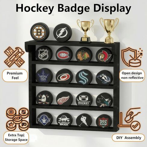 16pcs Hockey Puck Display Case, Puck Display Case Wall Mount, Solid Wood Hockey Puck Case, Hockey Puck Holder, Hockey Puck Display Box for Collection Hockey Puck in Saudi Arabia