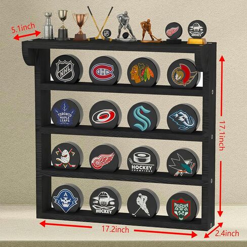 16pcs Hockey Puck Display Case, Puck Display Case Wall Mount, Solid Wood Hockey Puck Case, Hockey Puck Holder, Hockey Puck Display Box for Collection Hockey Puck in Saudi Arabia