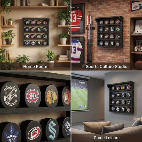 16pcs Hockey Puck Display Case, Puck Display Case Wall Mount, Solid Wood Hockey Puck Case, Hockey Puck Holder, Hockey Puck Display Box for Collection Hockey Puck in Saudi Arabia