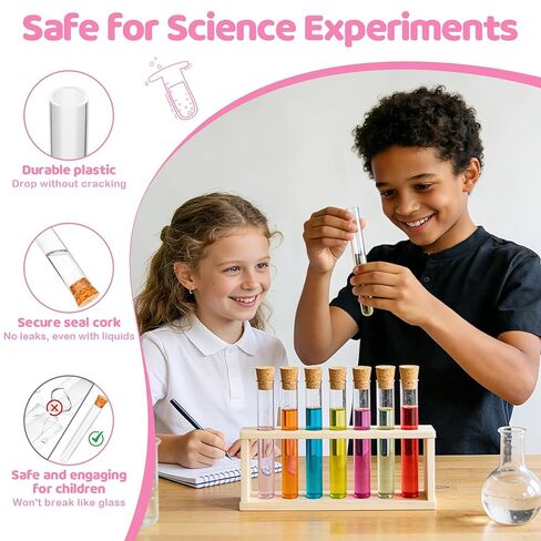 60 قطعة من أنابيب الاختبار البلاستيكية الشفافة مع أغطية - سدادات الفلين، قوارير صغيرة مقاس 15 × 100 مم 10 مل، ختم جيد لتخزين الخرز، أنابيب الحلوى، ملح الحمام، إكثار النباتات، هدايا الحفلات، الحرف اليدوية، تجارب الأطفال in Kuwait