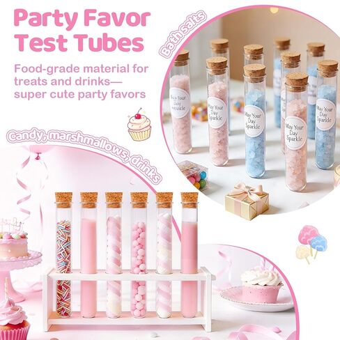 60 قطعة من أنابيب الاختبار البلاستيكية الشفافة مع أغطية - سدادات الفلين، قوارير صغيرة مقاس 15 × 100 مم 10 مل، ختم جيد لتخزين الخرز، أنابيب الحلوى، ملح الحمام، إكثار النباتات، هدايا الحفلات، الحرف اليدوية، تجارب الأطفال in Kuwait