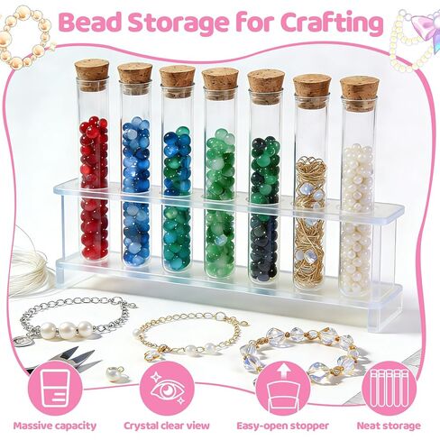 60 قطعة من أنابيب الاختبار البلاستيكية الشفافة مع أغطية - سدادات الفلين، قوارير صغيرة مقاس 15 × 100 مم 10 مل، ختم جيد لتخزين الخرز، أنابيب الحلوى، ملح الحمام، إكثار النباتات، هدايا الحفلات، الحرف اليدوية، تجارب الأطفال in Kuwait