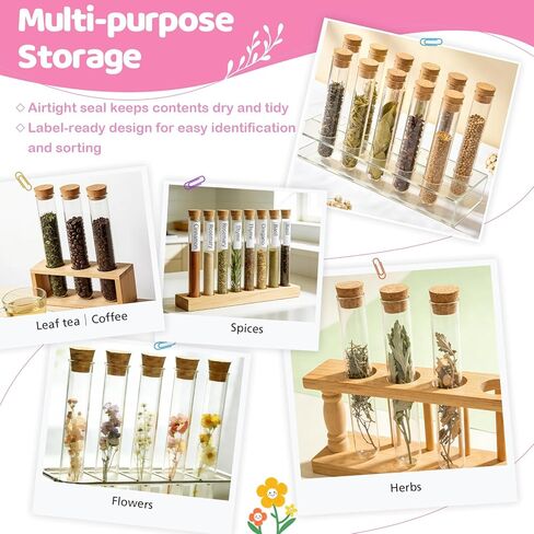 60 قطعة من أنابيب الاختبار البلاستيكية الشفافة مع أغطية - سدادات الفلين، قوارير صغيرة مقاس 15 × 100 مم 10 مل، ختم جيد لتخزين الخرز، أنابيب الحلوى، ملح الحمام، إكثار النباتات، هدايا الحفلات، الحرف اليدوية، تجارب الأطفال in Kuwait