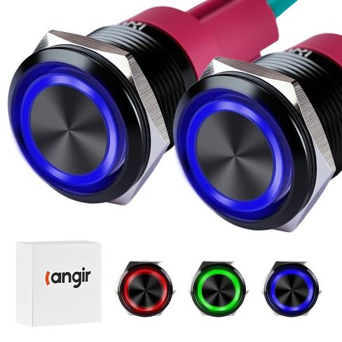 15Amp لحظة ضغط على زر التبديل، 22mm (0.866 ") 12V-24V دفع زر التبديل AC / DC IP67 للماء LED ضوء عين الملاك تشغيل وإيقاف مع سلك مقبس أكسيد الألومنيوم in Kuwait