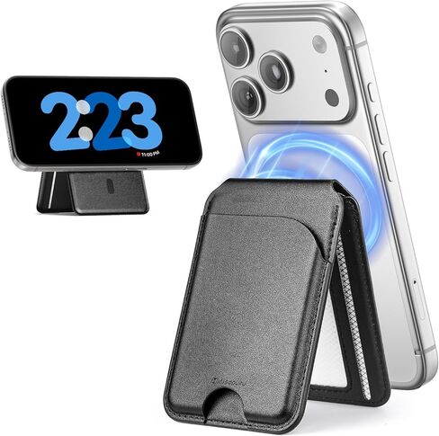 minisopuru Magnetic Wallet for iPhone, Adjustable Leather Magnetic Phone Wallet with 3 Card Slots, Stronger Mag-Safe Card Holder for iPhone16/15/14/12 Series, Not for Mini, Lightweight, Black in Kuwait