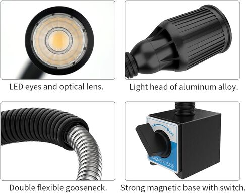 Magnetic Work Light, 1320 Lumens LED Lathe Machine Light with Flexible Gooseneck and Magnetic Base, Shop Tool Lamp for Lathe, Work Bench, Sewing Machine, Grill, Industrial Lightin in Saudi Arabia
