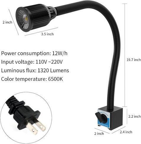 Magnetic Work Light, 1320 Lumens LED Lathe Machine Light with Flexible Gooseneck and Magnetic Base, Shop Tool Lamp for Lathe, Work Bench, Sewing Machine, Grill, Industrial Lightin in Saudi Arabia