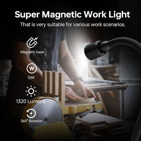 Magnetic Work Light, 1320 Lumens LED Lathe Machine Light with Flexible Gooseneck and Magnetic Base, Shop Tool Lamp for Lathe, Work Bench, Sewing Machine, Grill, Industrial Lightin in Saudi Arabia