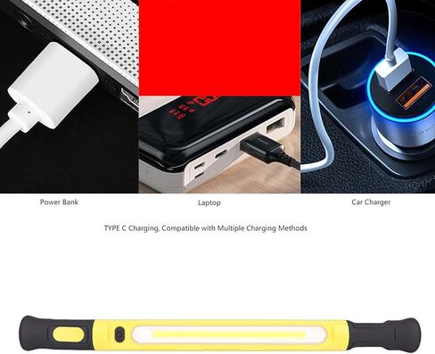 Fafeicy Under Hood Work Light Bar 2000LM 5000mAh Rechargeable, LED Magnetic Work Light with Hook, 360 Swivel for Mechanic Car Repair Garage Emergency (Yellow) in Saudi Arabia