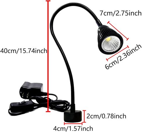 VBESTLIFE Magnetic Work Light, 7W LED Machine Light with Flexible Gooseneck and Magnetic Base, Shop Tool Lamp for Lathe, Work Bench, Sewing Machine (US Plug) in Saudi Arabia