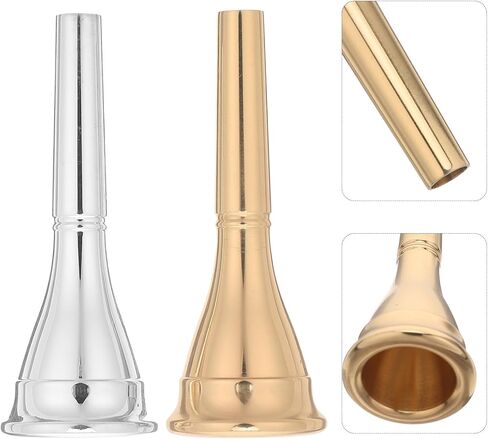 DECHOUS 2pcs French Horn Mouthpiece Brass Instrument Mouthpiece Replacement Silver and Gold Metal Accessory for Student and Universal Use in Saudi Arabia